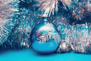 blue christmas ornaments