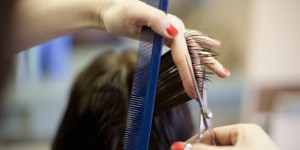 Woman 40s at hairdresser